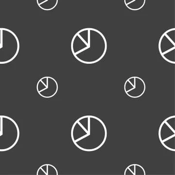 Pie chart graph icon sign. Seamless pattern on a gray background. Vector Illustrazione stock
