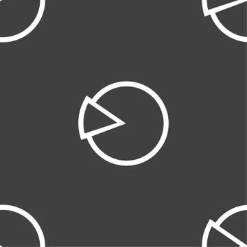 Pie chart graph icon sign. Seamless pattern on a gray background. Vector Illustrazione stock