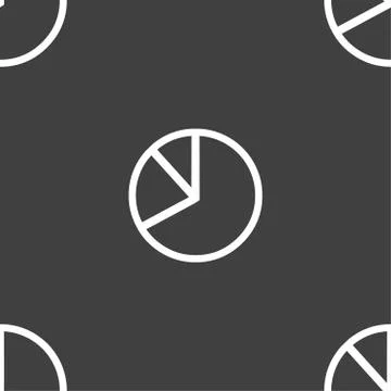 Pie chart graph icon sign. Seamless pattern on a gray background. Vector Illustrazione stock