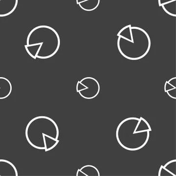 Pie chart graph icon sign. Seamless pattern on a gray background. Vector Illustrazione stock