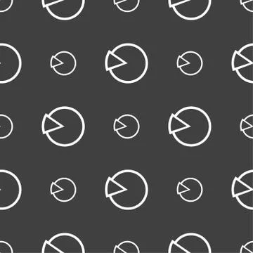 Pie chart graph icon sign. Seamless pattern on a gray background. Vector Stock Illustration