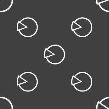 Pie chart graph icon sign. Seamless pattern on a gray background. Vector Illustrazione stock
