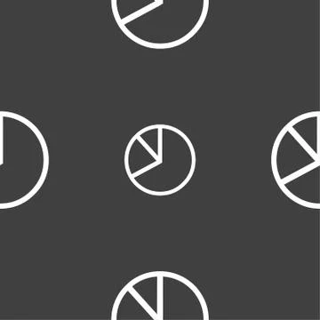 Pie chart graph icon sign. Seamless pattern on a gray background. Vector 스톡 일러스트