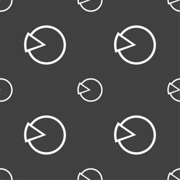 Pie chart graph icon sign. Seamless pattern on a gray background. Vector 스톡 일러스트