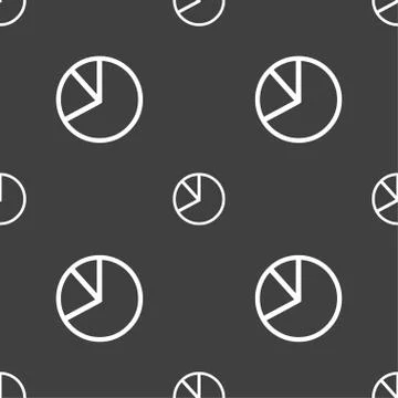 Pie chart graph icon sign. Seamless pattern on a gray background. Vector 스톡 일러스트