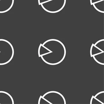 Pie chart graph icon sign. Seamless pattern on a gray background. Vector Illustrazione stock