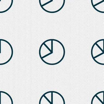 Pie chart graph icon sign. Seamless pattern with geometric texture. Illustrazione stock