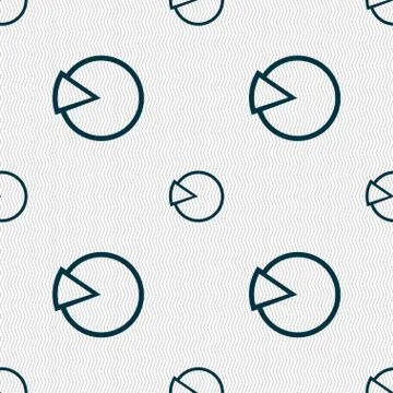 Pie chart graph icon sign. Seamless pattern with geometric texture. Stock Illustration