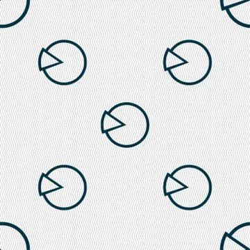 Pie chart graph icon sign. Seamless pattern with geometric texture. 스톡 일러스트