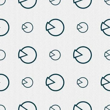 Pie chart graph icon sign. Seamless pattern with geometric texture. Illustrazione stock