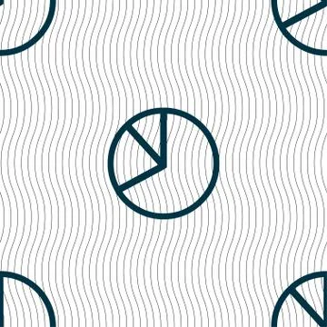 Pie chart graph icon sign. Seamless pattern with geometric texture. Illustrazione stock