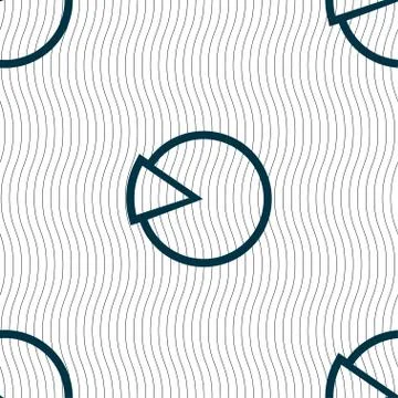 Pie chart graph icon sign. Seamless pattern with geometric texture. Illustrazione stock