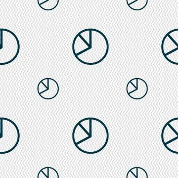 Pie chart graph icon sign. Seamless pattern with geometric texture. Stock Illustration