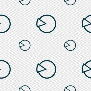 Pie chart graph icon sign. Seamless pattern with geometric texture. 스톡 일러스트