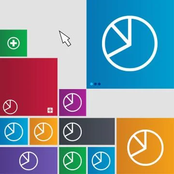 Pie chart graph icon sign. buttons. Modern interface website buttons with cursor Stock Illustration