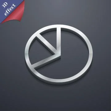 Pie chart graph icon symbol. 3D style. Trendy, modern design with space for your Stock Illustration