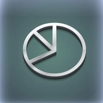 Pie chart graph icon symbol. 3D style. Trendy, modern design with space for your Stock Illustration