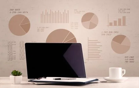 Pie chart graph office desk Foto stock