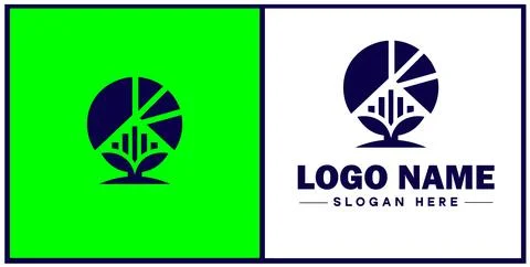 Pie chart icon Circle graph Sector chart Pie graph flat logo sign symbol ed.. Illustrazione stock
