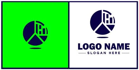 Pie chart icon Circle graph Sector chart Pie graph flat logo sign symbol ed.. Illustrazione stock