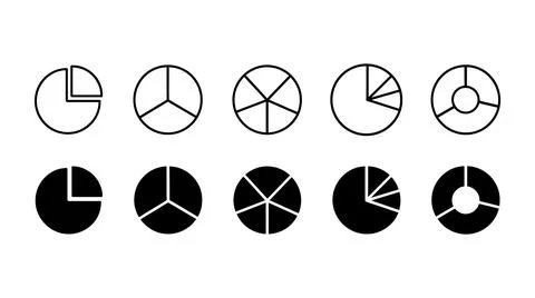 Pie Chart Icon Collection for Business Reports Dashboards Analytics Stock Illustration