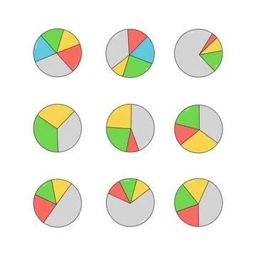 Pie chart icon collection. flat style elements. cartoon isolated illustration Illustrazione stock