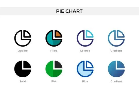 Pie Chart icon in different style. Pie Chart vector icons designed in outli.. Stock Illustration