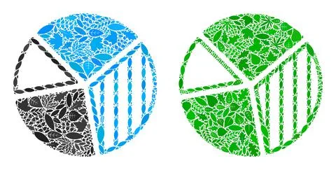Pie Chart Icon Eco Composition of Floral Elements 库存插图