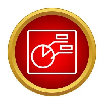 Pie chart icon illustrating data analysis on a red button 스톡 일러스트