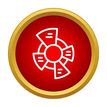 Pie chart icon illustrating data analysis on red button 스톡 일러스트
