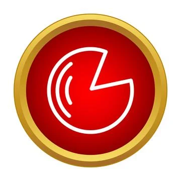 Pie chart icon illustrating data visualization on button Stock Illustration