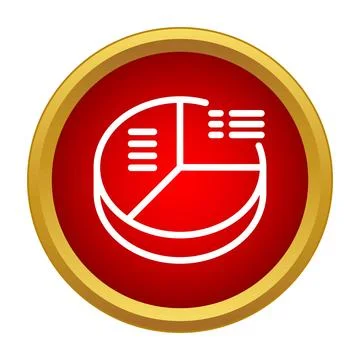 Pie chart icon illustrating data visualization in a red button Stock Illustration