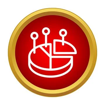 Pie chart icon illustrating data analysis on a red button Stock Illustration