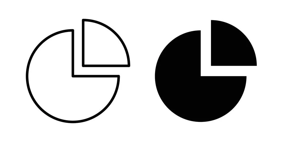 Pie chart icon logo. Outline style icons with flat versions イラスト素材