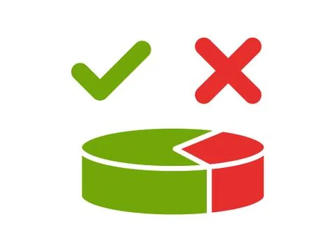 Pie Chart Icon with one portion of green and another portion of red. Included Stock Illustration