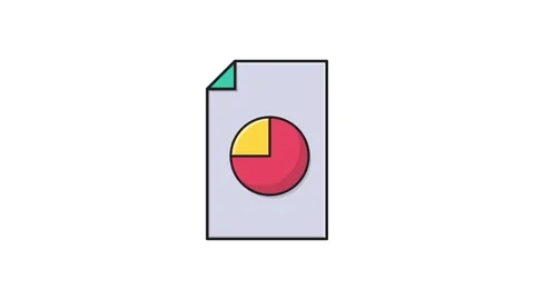 A pie chart icon on a plain white background, illustrating segments of data. Video stock 335259192
