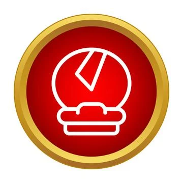 Pie chart icon on red gold button Stock Illustration