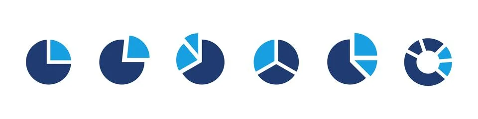 Pie chart icon set showing data distribution and percentage statistics. Ana.. 스톡 일러스트