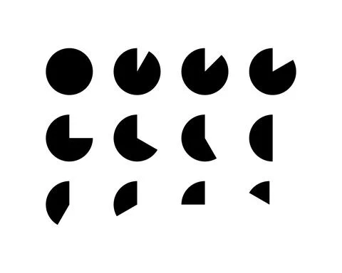 Pie Chart Icon set in trendy flat style isolated on white background. Graph s Stock Illustration