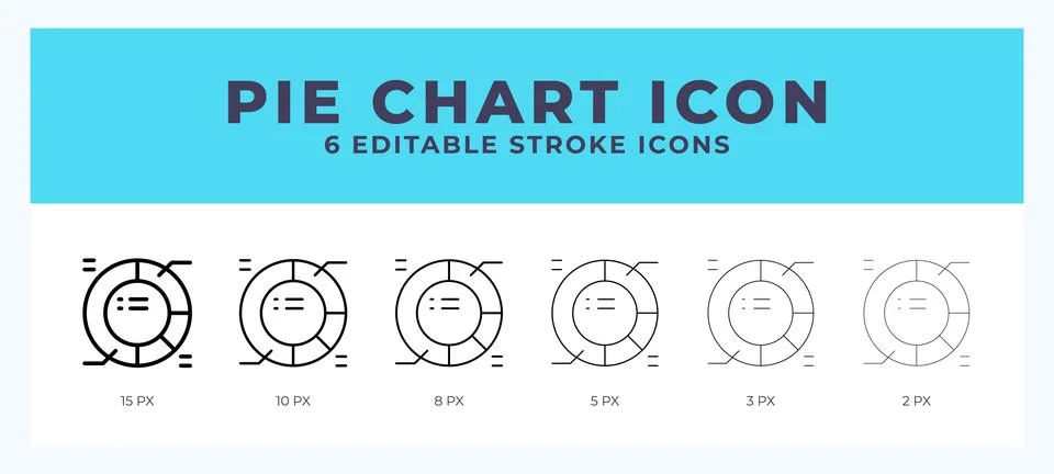 Pie chart icon in thin line. Bold line. Regular line. Editable stroke. Stock Illustration