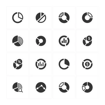 Pie Chart Icons - Gray Version Stock Illustration