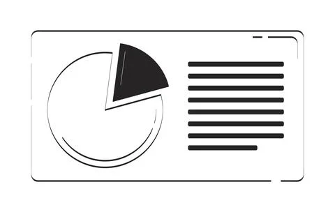 Pie chart infographic with report summary doodle linear object Stock Illustration