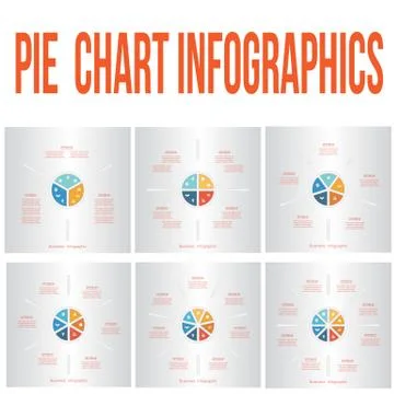 Pie chart for infographic. Set templates with text areas on 3, 4, 5, 6, 7, 8  Stock Illustration