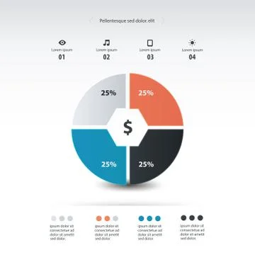 Pie chart infographics template design Stock Illustration