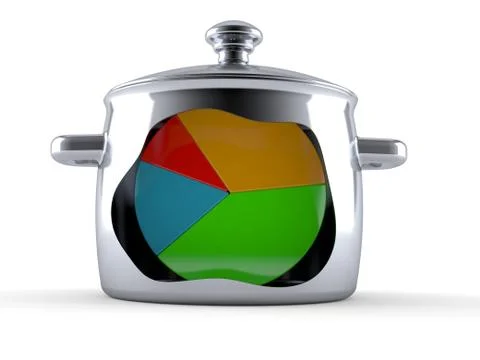 Pie chart inside kitchen pot Stock Illustration