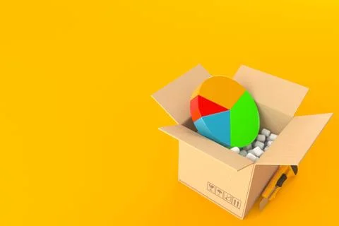 Pie chart inside package Stock Illustration