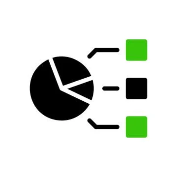 Pie chart with interconnected data blocks. Concept of data analysis, busine.. Stock Illustration