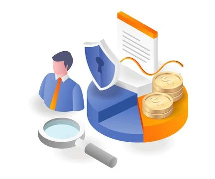 Pie chart investment and analytics business Stock Illustration