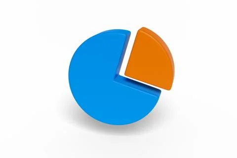 Pie chart isolated in white background. 3d illustration. Illustrazione stock