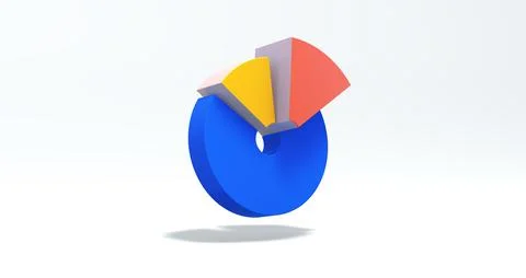 Pie Chart Isolated on White Background. Business Concept. 3D Render. Stock Illustration